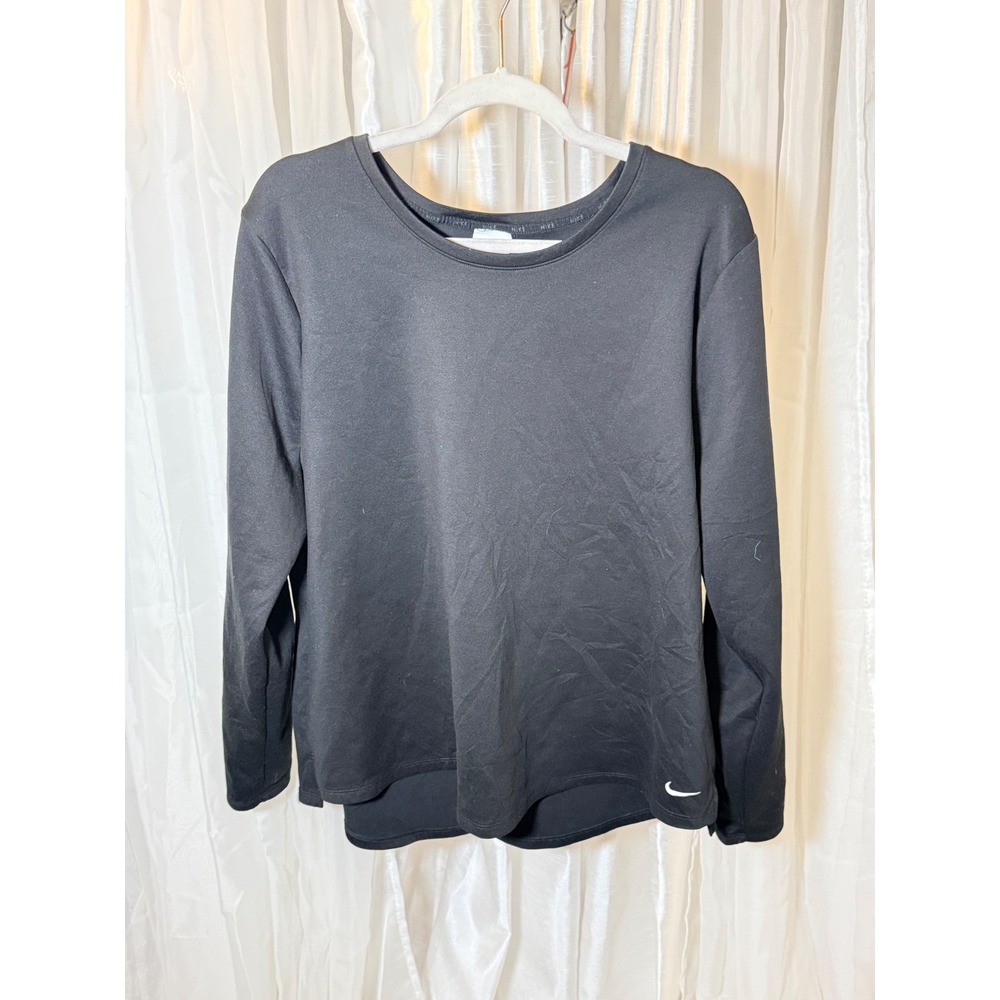 Nike Therma-FIT Top Womens 1X Black Long Sleeve Crew Neck Activewear CU5758-010